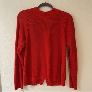 H&M red zipper back heavy knit sweater size M